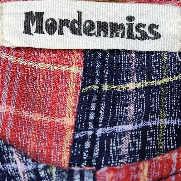 Mordenmiss Artisan Linen Patchwork Dress | Oversized Wabi-Sabi 26” P2P - Picture 3 of 12